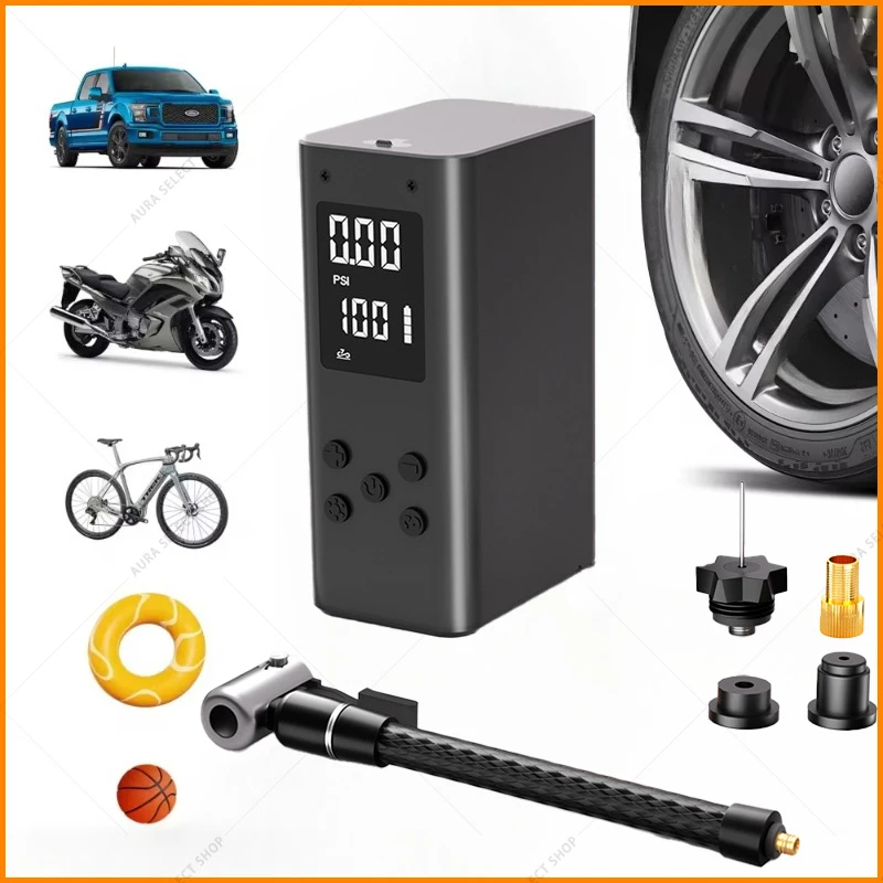 Portable Tire Inflator Bicycle Pump Rechargeable Air Compressor for Car Tires Fast Air Pump Tire Inflator for Motocycle Balls