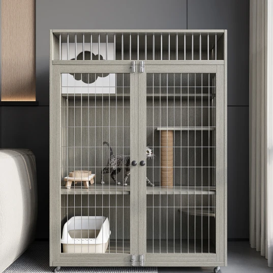 

Customized cat villa home indoor cat cabinet double-layer solid wood nest cage climbing frame integrated luxury