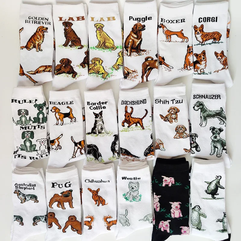 NUOVO Crew Moda Divertenti Calzini da donna Border Collie Schnauzer Lab Scottie Beagle Boxer Pug Bulldog Sheltie Golden Doodle Retriever