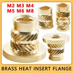 M2 M3 M4 M5 M6 M8 Brass Heat Insert Hot Melt Knurled Flange Copper Nut Thread Injection Embedment T-type Nut for 3d Printer