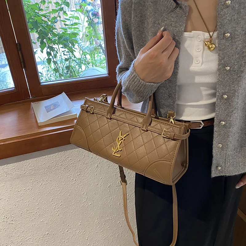 

Стеганая женская сумка через плечо 2025 года, элегантная структурированная сумка для работы, универсальная сумка через плечо с верхней ручкой, роскошная офисная сумка