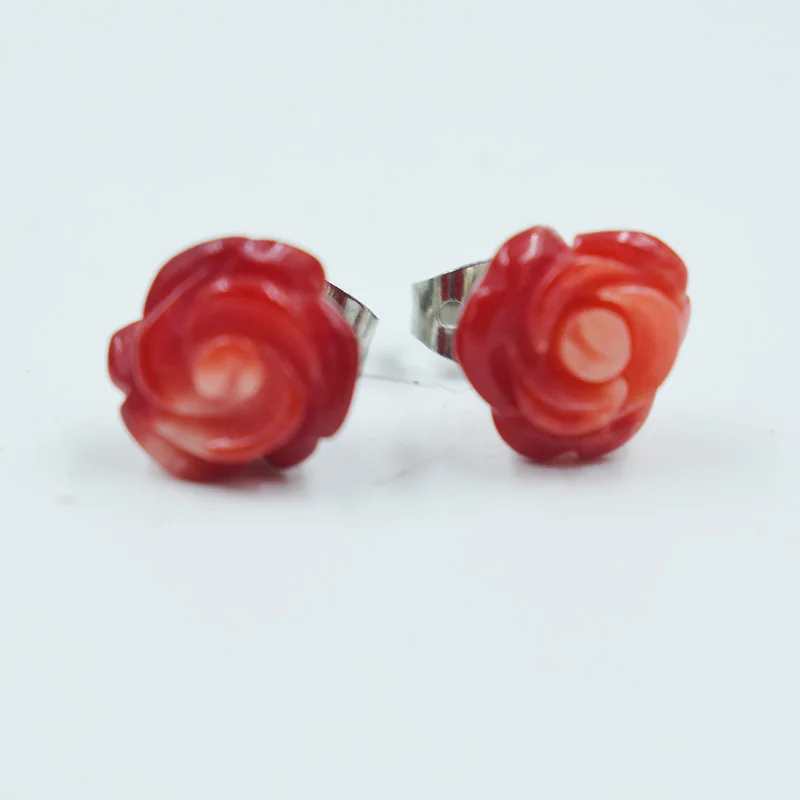 6MM Pretty Coral earrings, red sea coral stud earrings, ball studs, italian jewelry, coworker gift, tiny studs, simple jewelry