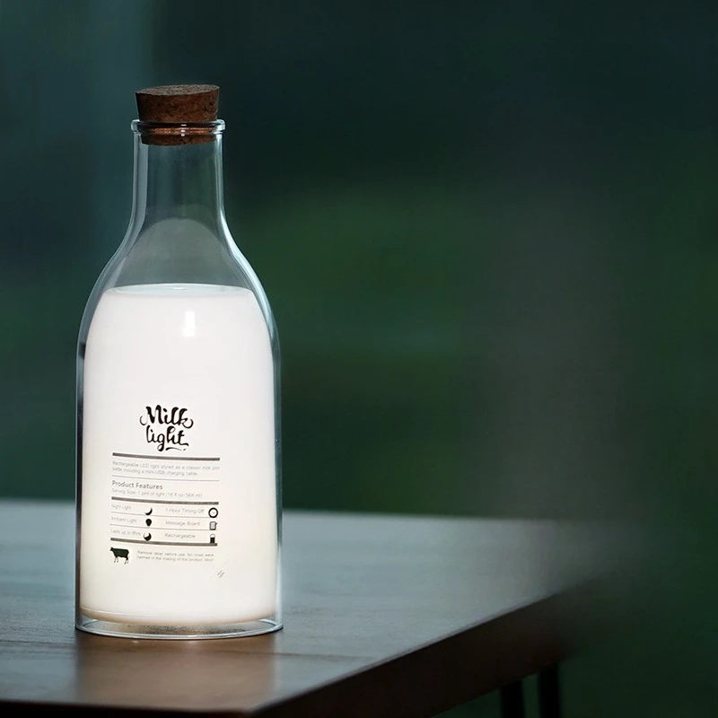 

Acrylic Milk Bottle Floor Lamps with Sleep Message Small Night Lamp Creative Atmosphere USB Charging Bedsides Portable Home Use