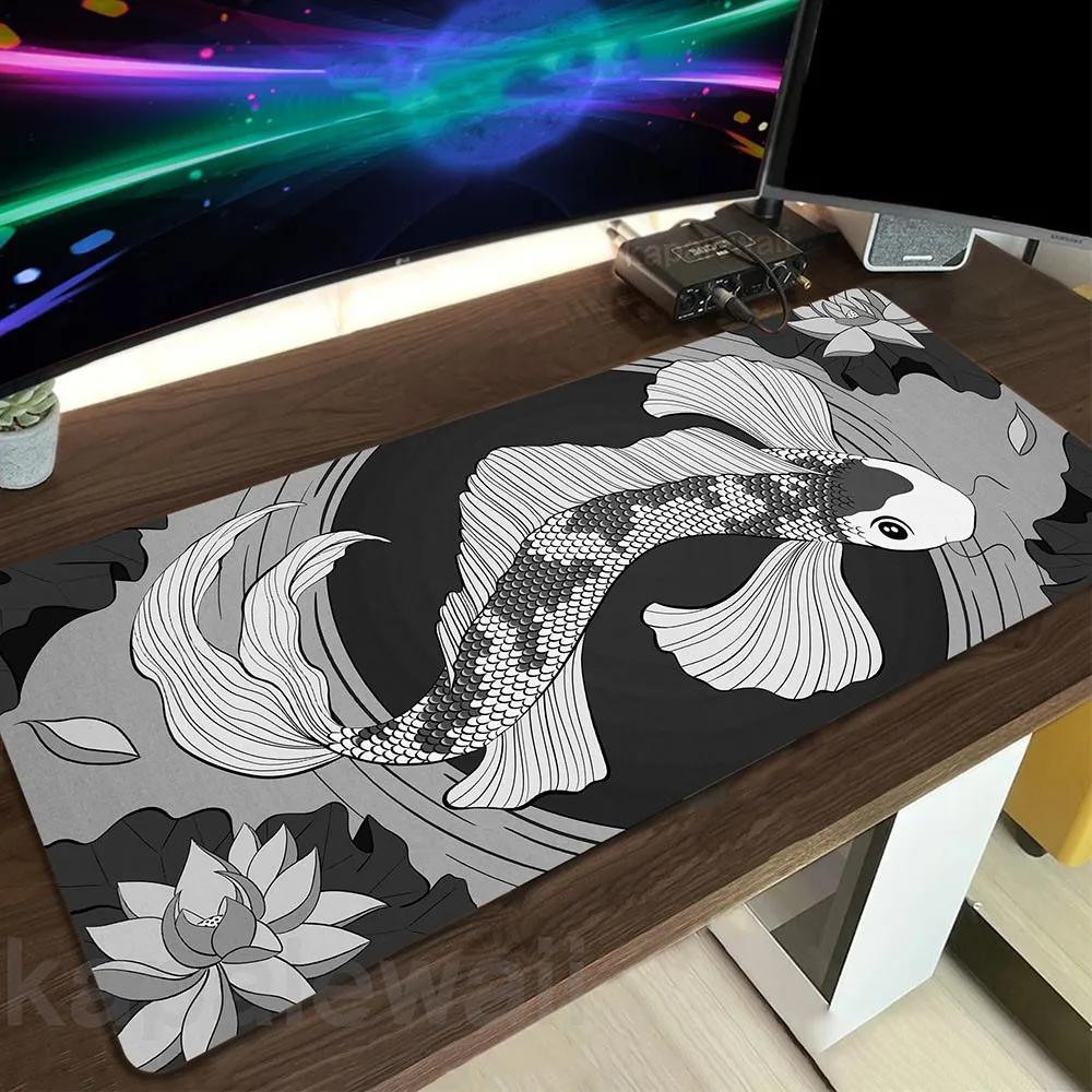 

Japanese Koi Mousepad Gaming Speed Keyboard Pad Gamer Yin Yang Fish Mouse Pad Multi-size Home Office Deskmat Game Mouse Mat