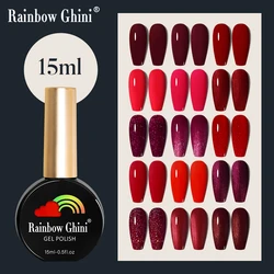 RG 15ML Red Hybrid Nail Gel Polish Nail Supplies Vernis Semi Permanent Nail Art Manicure LED UV Glitter Gel Nail Varnishes 2023