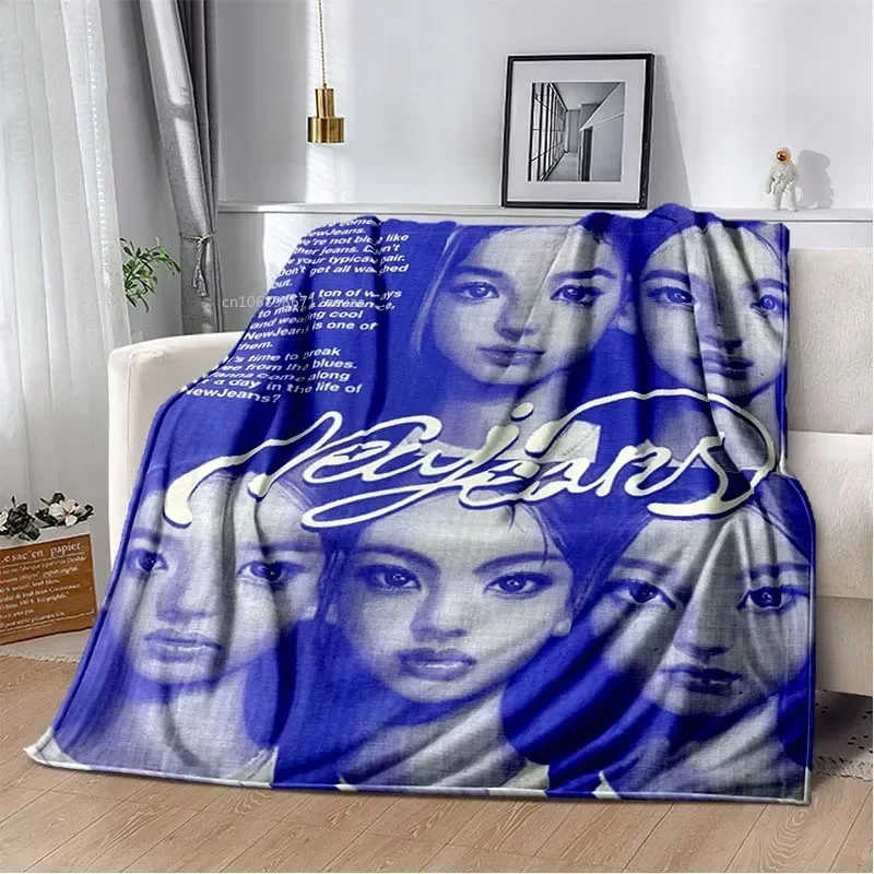 Super Shy NewJeans Soft Throw Blanket Korean Girl Group Pop R&B Throw Blanket Soft Bedspread Sofa Gifts for Fans@0￥