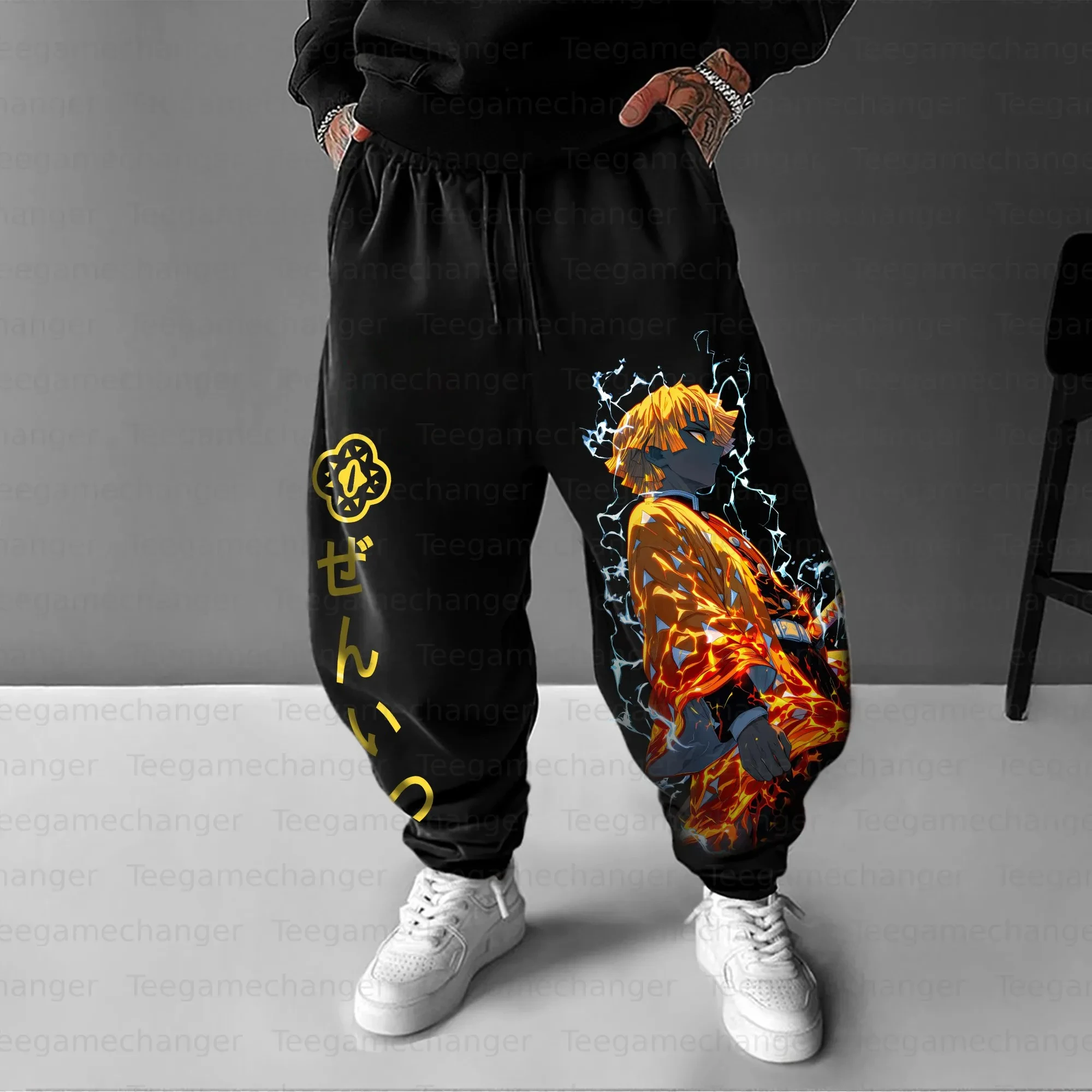 شيطان القاتل الرجال النساء Sweatpants 2025 الخريف جديد الرسوم المتحركة موضوع الشارع ارتداء فضفاض تأثيري شخصية تصميم السراويل فضفاضة #1