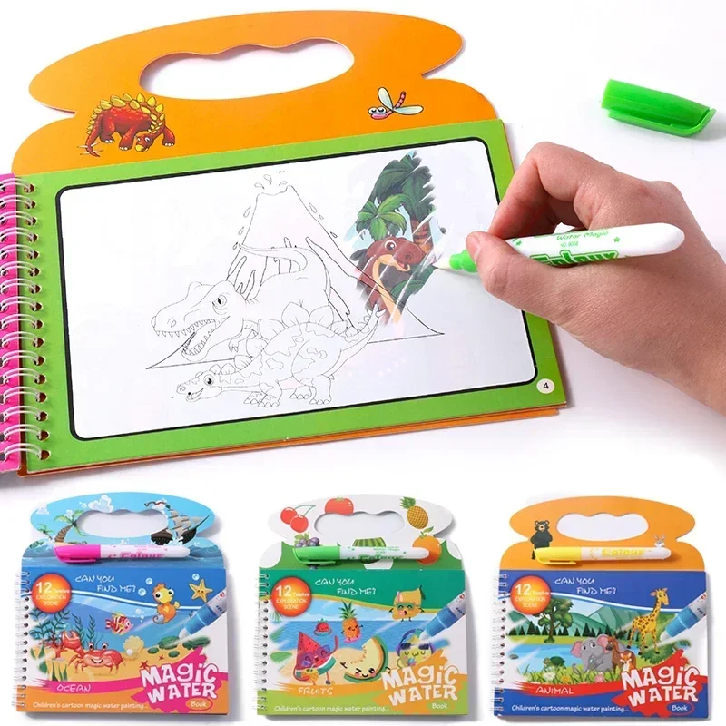 Livre de peinture à l'eau magique pour tout-petits, jouets d'éducation précoce, dessin magique réutilisable, livre de coloriage pour enfants, jouets Montessori pour enfants