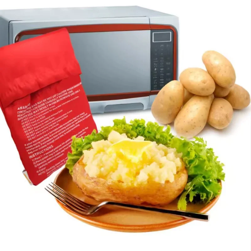 

Microwave Oven Baking Bag Reusable Red Potato Cooker Pouch Kitchen Gadget for Sweet Potatoes Corn Fast Easy Baked Potato Making