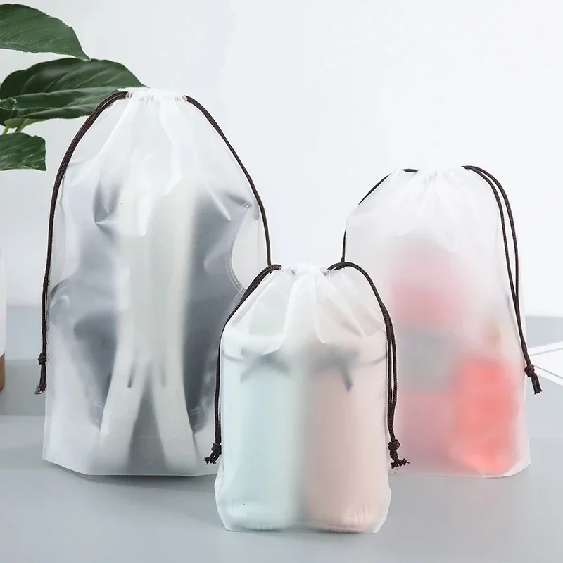 1/5/10/20PCS Portable Shoe Drawstring Eco Storage Bag for Sundries Travel Makeup Bag Waterproof Transparent Plastic Storage Bag