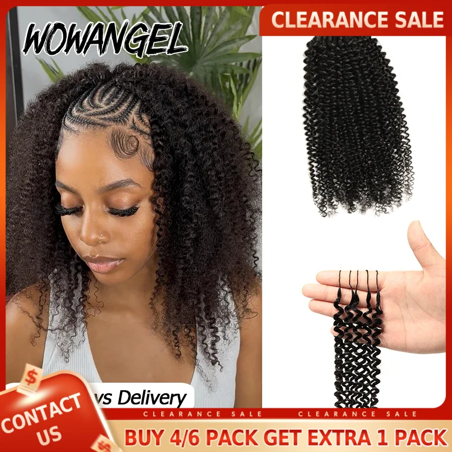 Afro Kinky Curly Crochet Flechten Echthaar Enge lockige vorgetrennte knotenlose Feder Häkeln Echthaarverlängerungen mit Schlaufe