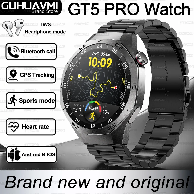 

Новинка для HUAWEI GT5 PRO GPS Смарт-часы Мужчины 1,52 AMOLED HD Экран Сердечный ритм Водонепроницаемые Bluetooth Вызов Музыка Спортивные Смарт-часы