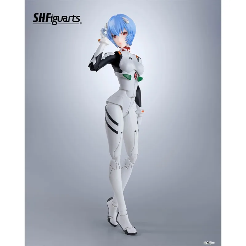 จัดส่งเร็ว ของแท้จาก Bandai อนิเมะ NEON GENESIS EVANGELION SHF โมเดลต้นฉบับของอาอานามิ เรย์ ของเล่นฟิกเกอร์แอคชั่น ของสะสม ของขวัญสำหรับเด็ก