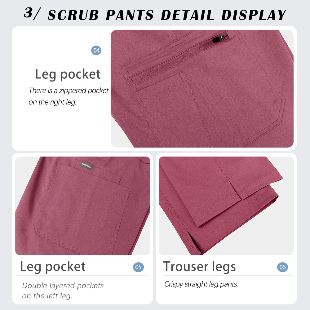Profesjonalne komplety medyczne: wysokiej jakości odzież robocza dla pielęgniarek, bluzka z krótkim rękawem, proste spodnie, odzież pielęgniarska, strój szpitalny.