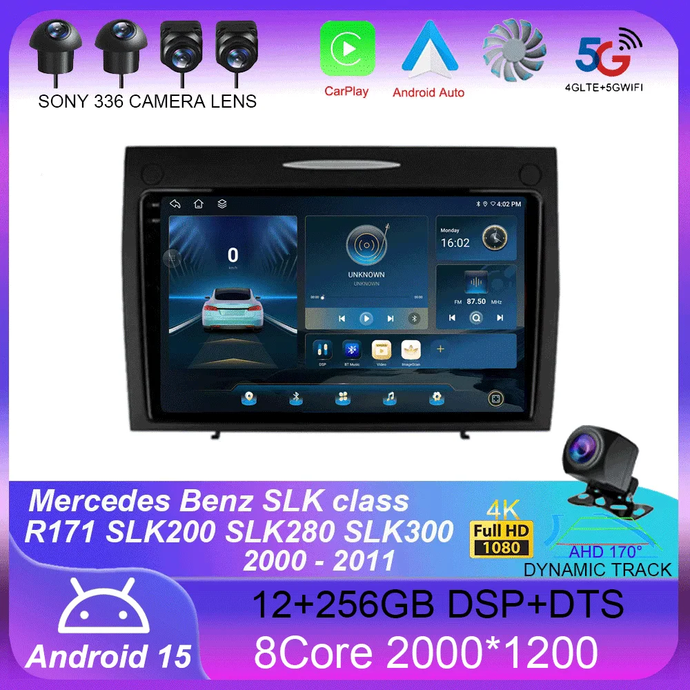 

Android 15 Carplay Car Radio For Mercedes Benz SLK class R171 SLK200 SLK280 SLK300 2000 - 2011 Navigation GPS Multimedia Player