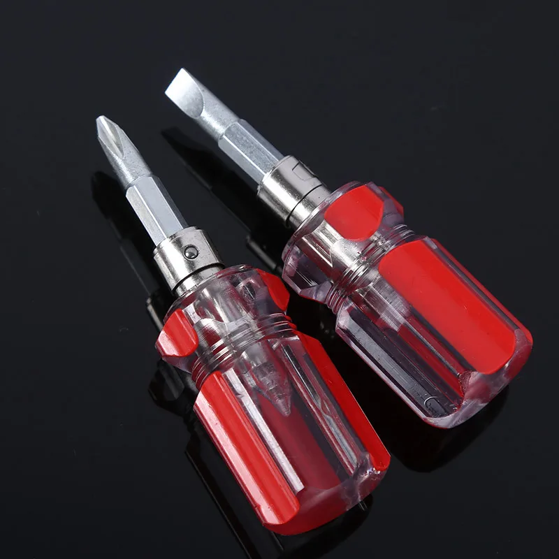 Mini Dual Purpose Slotted/Phillips Screwdriver Expansion Screwdriver Cross Word Ratchet Screwdriver 2in1 Manual Hardware Tools