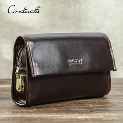 Pochette en cuir de vachette véritable pour homme, sac à main long, portefeuille de luxe, sac à main de voyage, grande capacité, conception de verrouillage par mot de passe