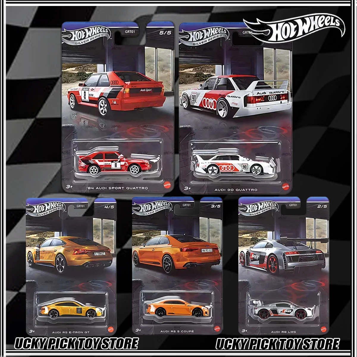 

Коллекционный набор Hot Wheels Silver Series GRT01 2026: модели автомобилей Audi 90, Audi R8, Audi Sport, Audi E-Tron GT из металла, литые под давлением, подарок для коллекционера