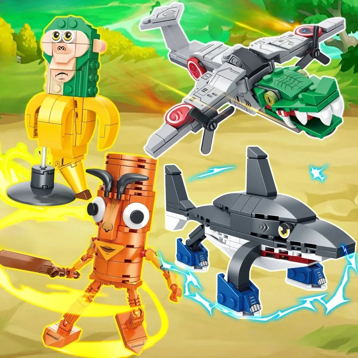 

Tung Tung Sahur Brainrot животные строительные блоки Tralalelo Tralala SharkBricks игрушка в подарок для детей творческие строительные блоки