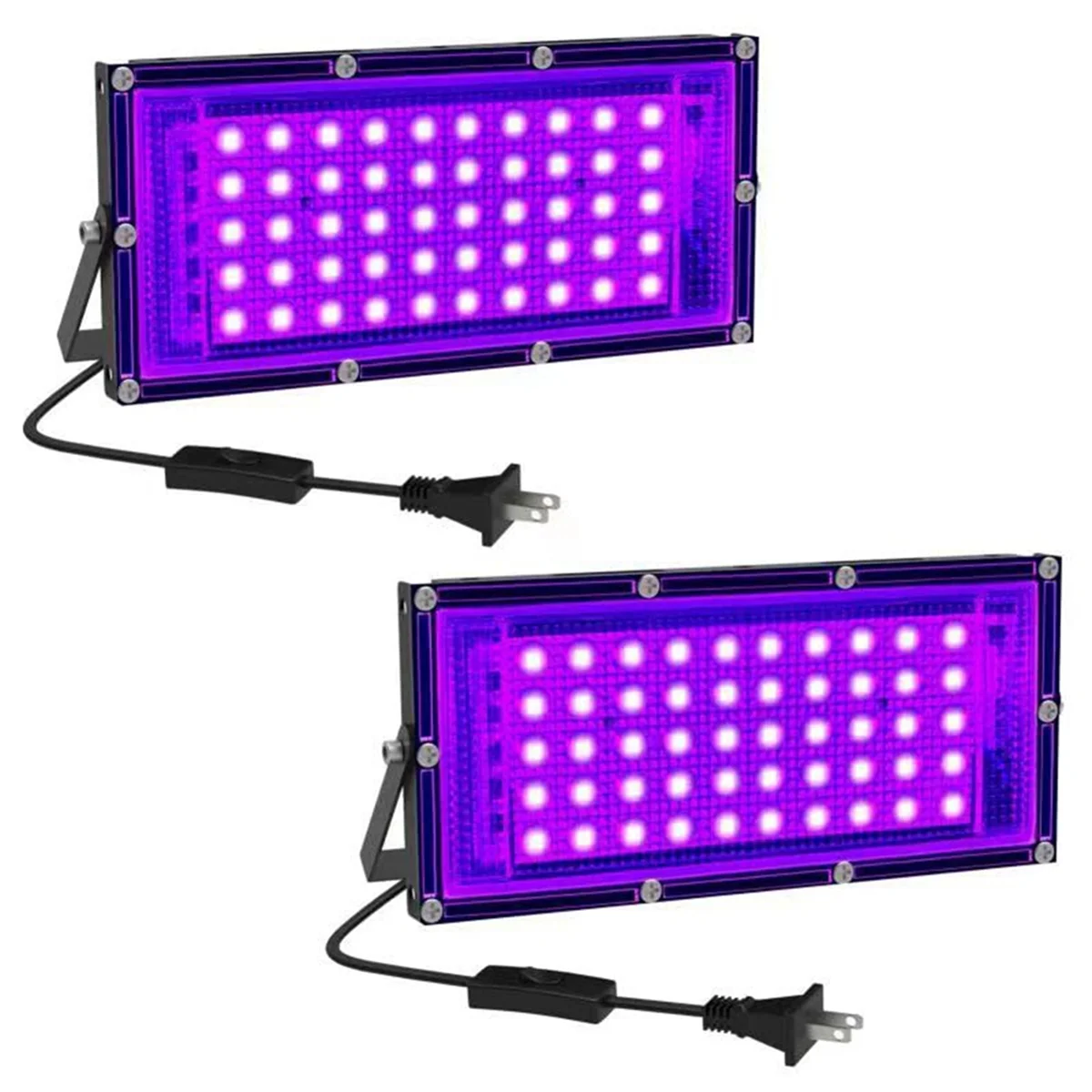 

US Plug,2Pack LED Black Lights,Ultra Thin Blacklight Flood Light for Glow Party, Halloween,Fluorescent Poster,Body Paint