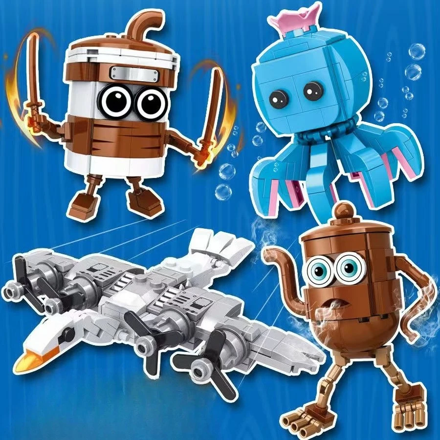 Tralalero italien Tralala ‌   Larlla ‌   Figurine assemblée jouet cerveau Tung Tung Tung Sahur enfants blocs de construction boîte aveugle jouets cadeaux ‌