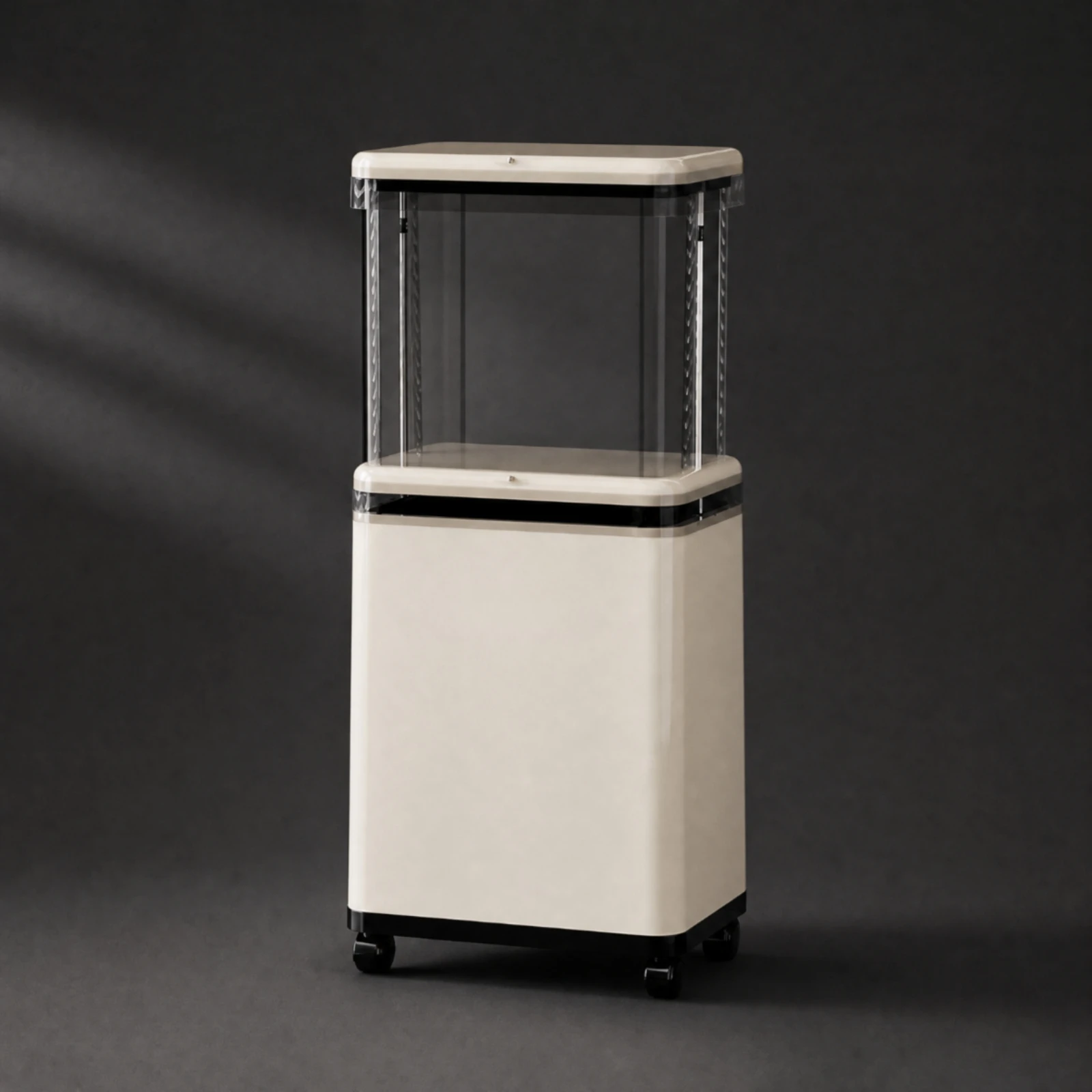 Telescoping Trash Can with Casters Odor-Containment Swing Lid Trash Bin Covered Plastic Waste Bin with Swing Lid Wheeled
