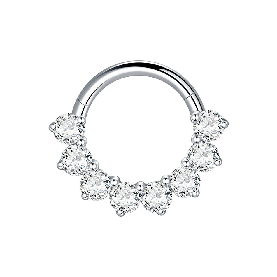 1PC G23 Titanium Marquise CZ Septum Clicker Hoop Neuspiercings Oorkraakbeen Oorbel Daith Tragus Helix Conch Piercing Sieraden 16G - afbeelding 1