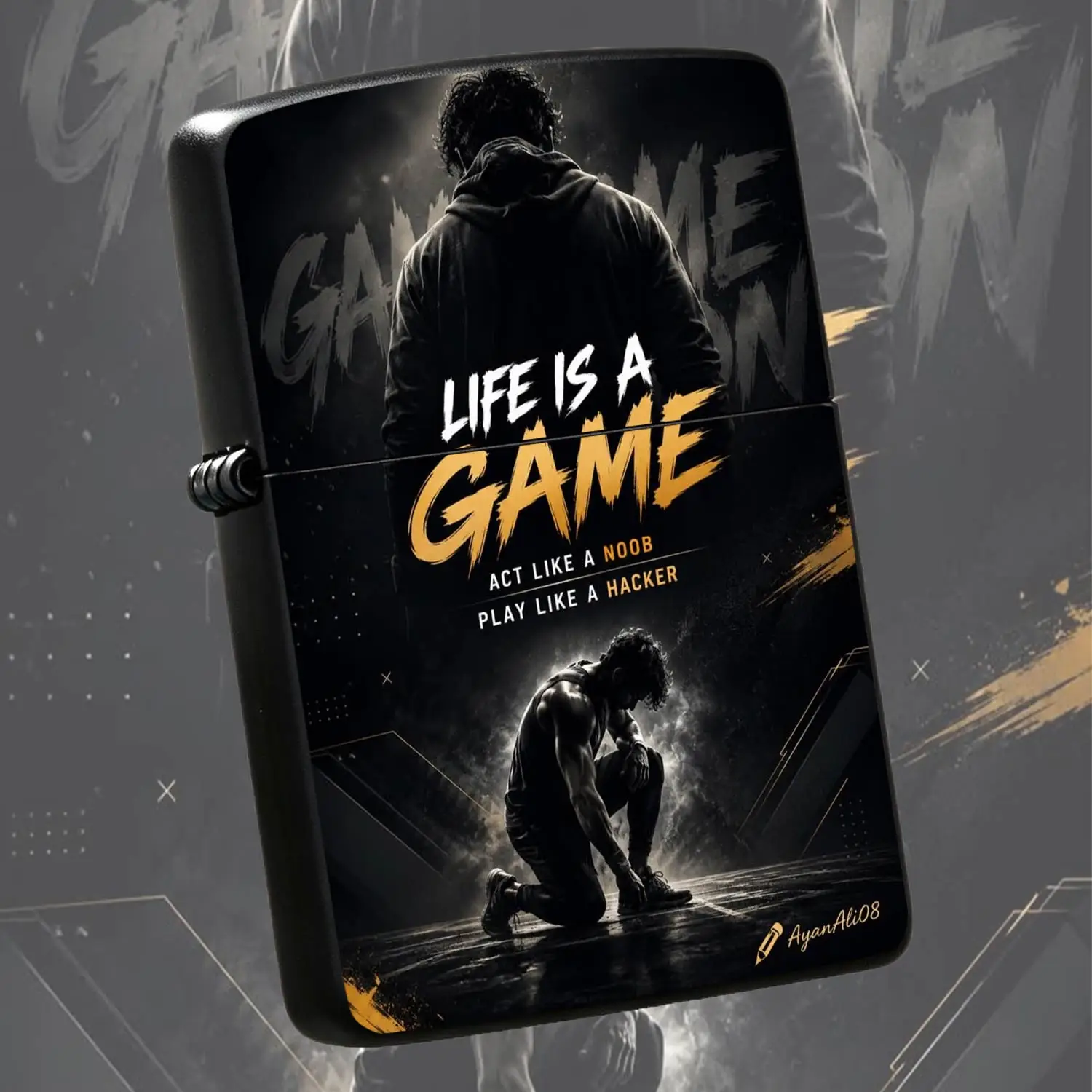 Inspirational Life Themed Windproof Lighter, Cool Trendy Creative Portable Item, Slogan of Life is a Game, Stylish Practical Carry-on Gift for Friends, Suitable for Daily Commute, Outdoor and All Scen A Humorous And Interesting Lighter