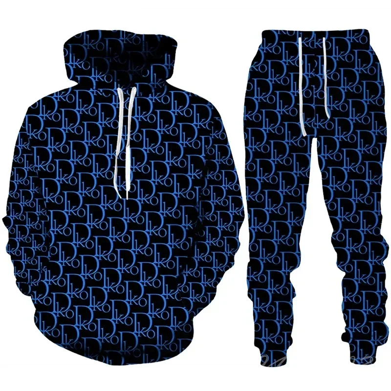 Autumn Winter Men Tracksuit Suits Man Hoodie Sweatpants Set Fashion 3D Printting Casual Personality Jogging Clothing Suit