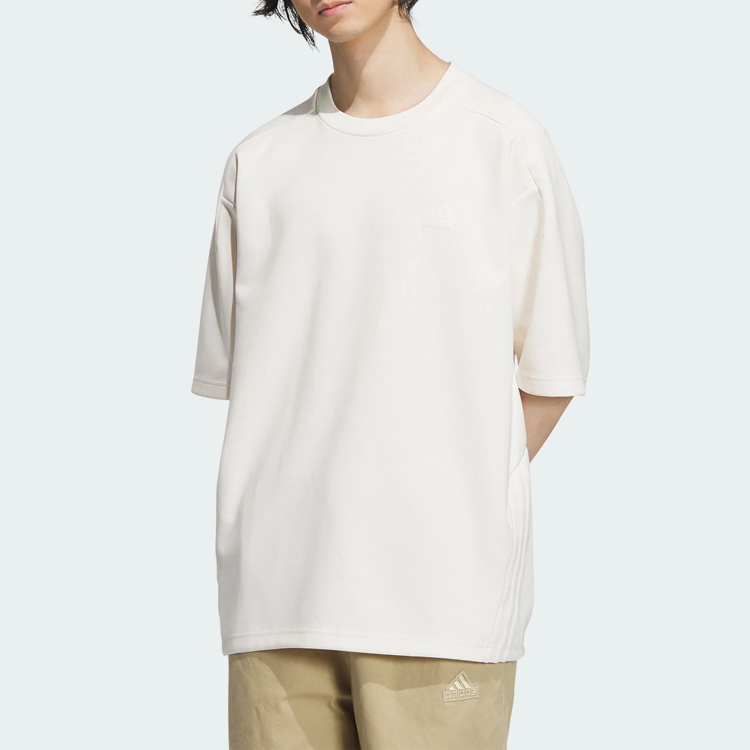 

Adidas настоящая летняя новая мужская повседневная спортивная футболка с круглым вырезом и короткими рукавами JJ1350