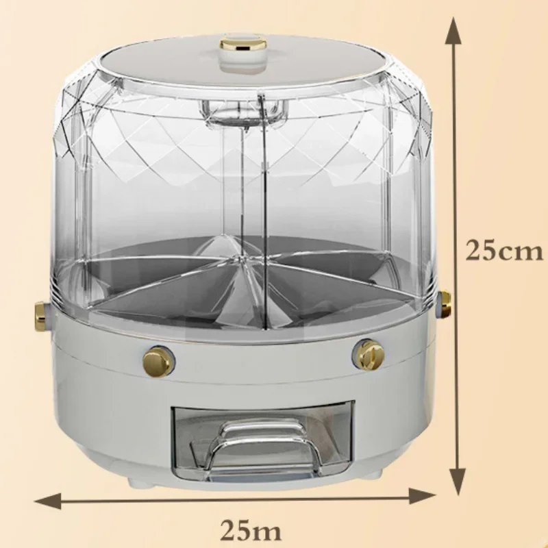 Kitchen Storage Box 360 Degree Rotating Rice Dispenser Sealed Dry Cereal Grain Bucket Dispenser Moisture-proof Food Container