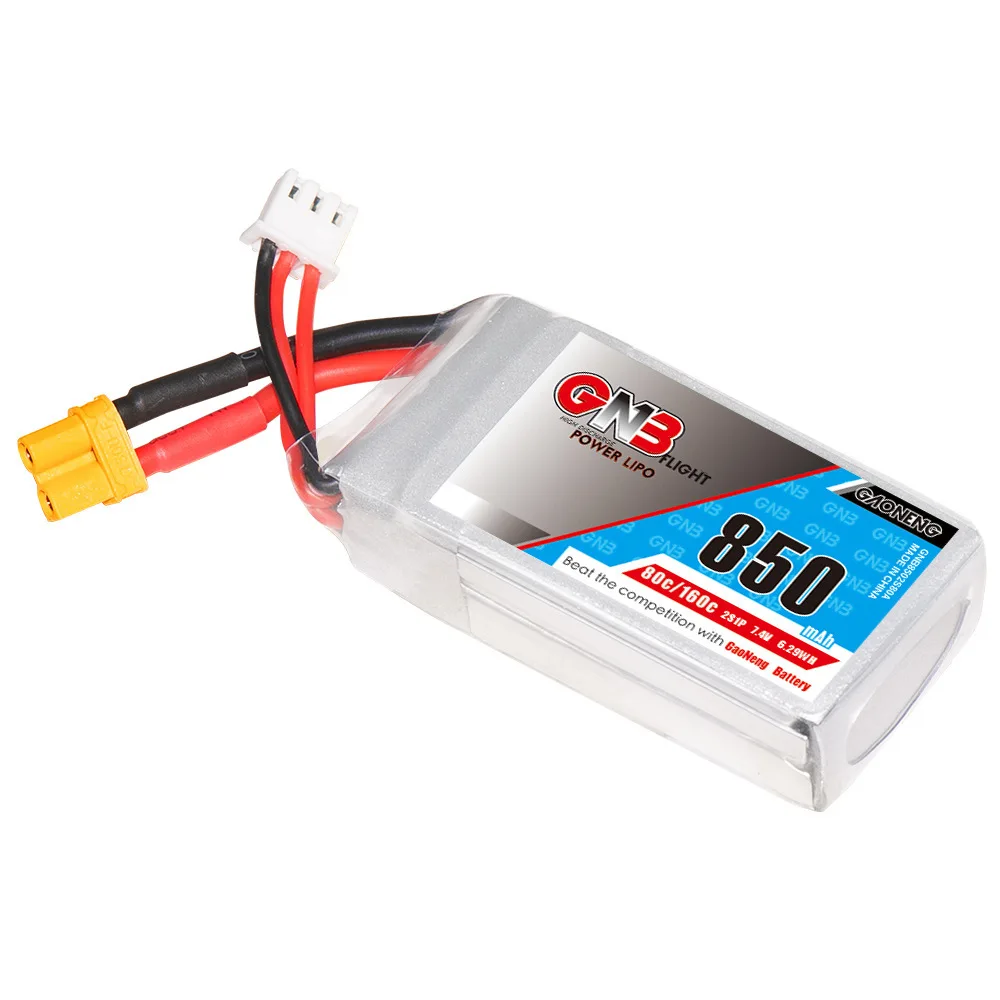 GNB Lipo Battery With XT30 Plug 2S 7.4V 850mAh 80C/160C  For FPV Racing Drone Micro Quadcopter Helicopter RC parts 7.4V Battery