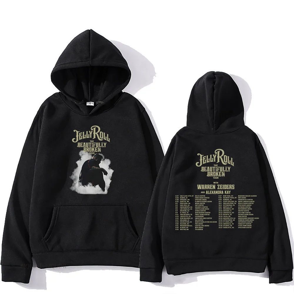 

The Beautifully Broken Tour Jelly Roll Hoodies Winter Men Women Sweatshirt Sudaderas Con Capucha Casual Unisex Streetwear HipHop