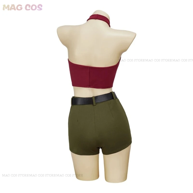 Total Drama Island Gwen disfraz de Cosplay para mujer, Top corto y minifaldas, Top rojo, pantalones cortos verdes, conjunto completo, trajes de Carnaval de Halloween