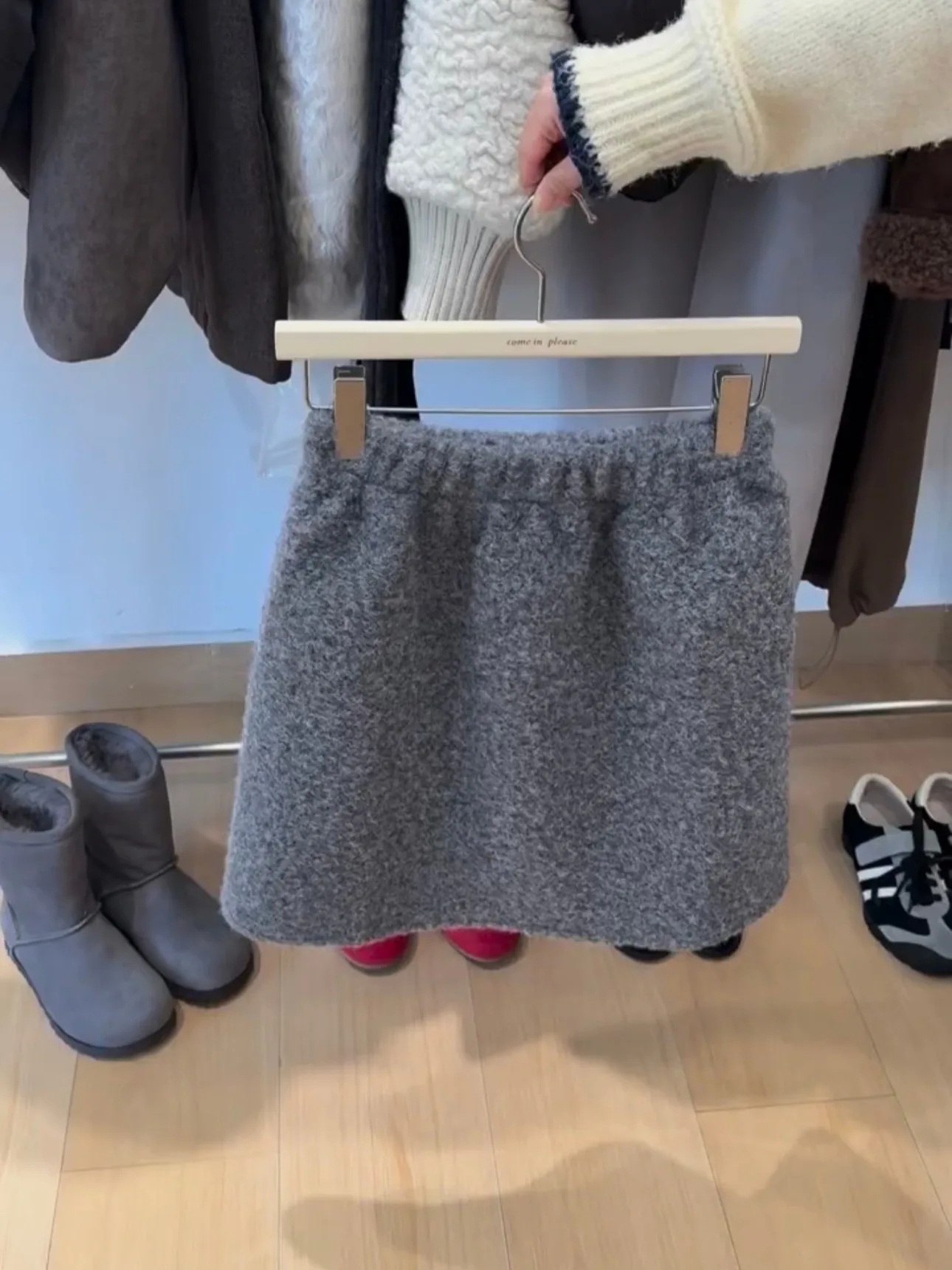 

Корейская женская юбка А-силуэта с высокой талией, весна 2026, укороченная, повседневная, из полиэстера, с эффектом похудения, модель Plu Sensation