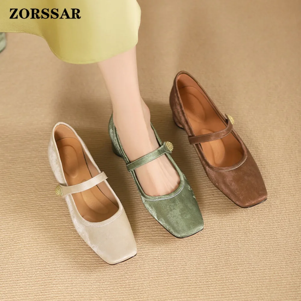 

Женские коричневые туфли Мэри Джейн с квадратным носком, на низком квадратном каблуке, с золотой круглой пряжкой, винтажные, для офиса и повседневной носки, размеры 34-41