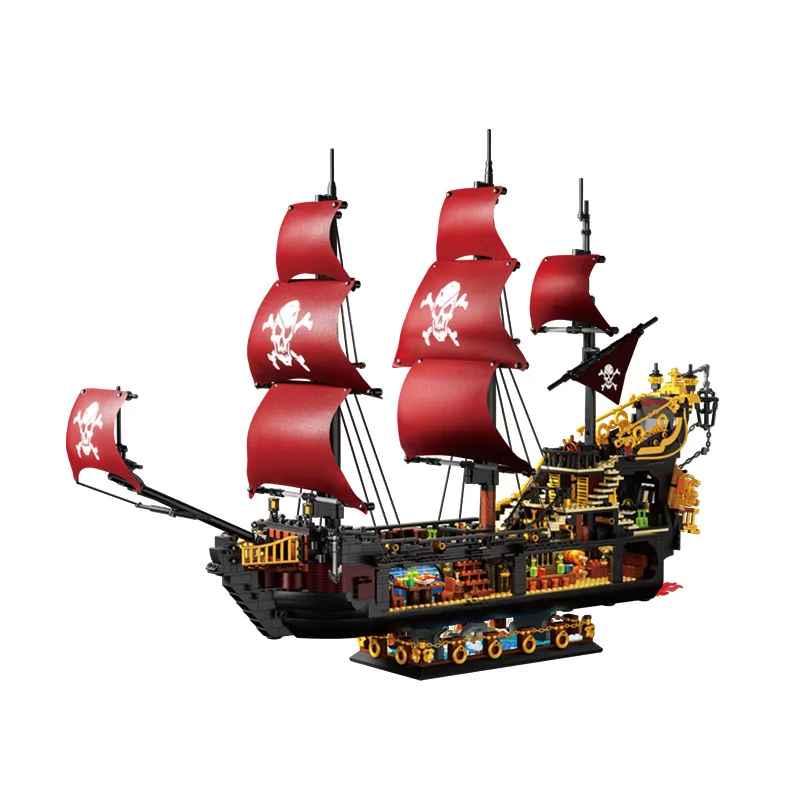 

Mini small particle phantom queen pirate ship assembled building block gift 653001