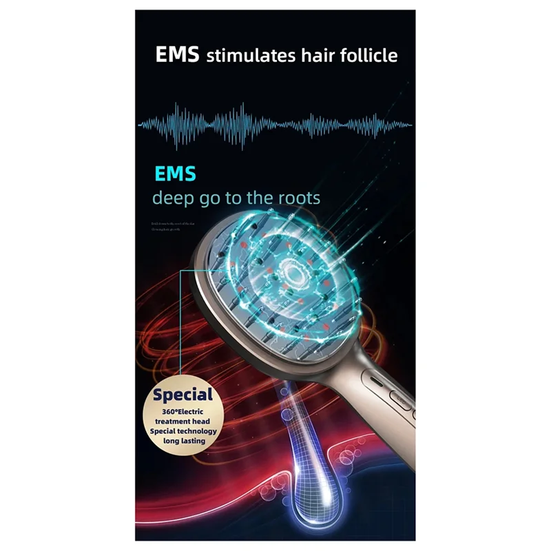 A20M Pettine elettrico per la crescita dei capelli Anti-perdita di capelli Luce rossa e blu Cura Massaggio del cuoio capelluto Pettine per la crescita dei capelli Parrucchiere a infrarossi