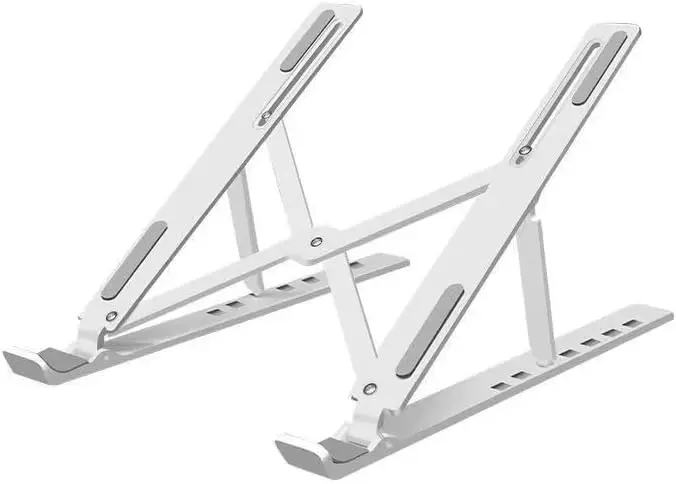 Adjustable Laptop Stand for Desk, Foldable Aluminum Laptop Holder with Cooling Design, Portable Laptop Riser for MacBook, Notebook, Tablet (White)