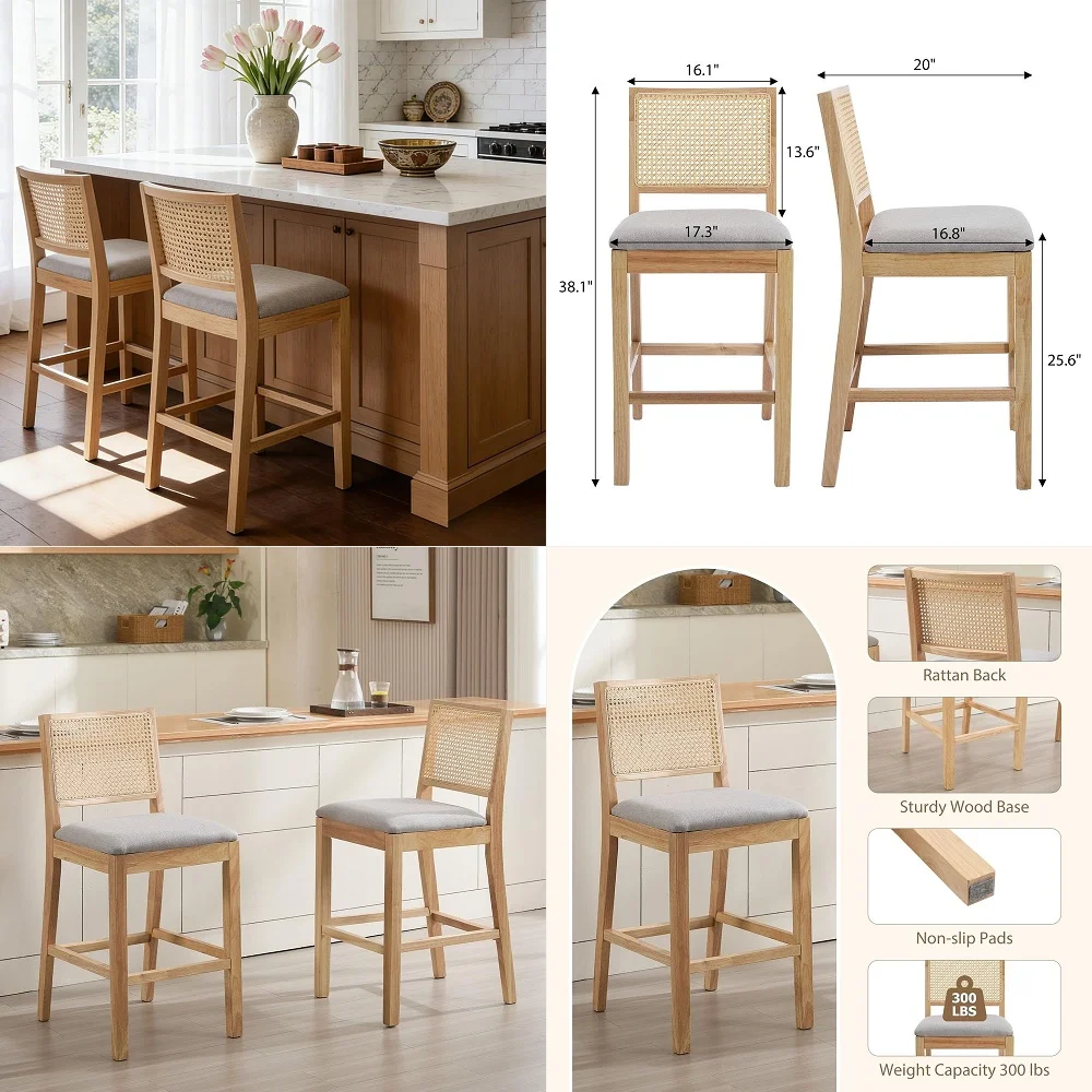 

5Piece Dining Table Set, 37 Inch Modern Wood Round Kitchen Table and 4 PU Leather Upholstered Dining Chairs, Dining Room Table