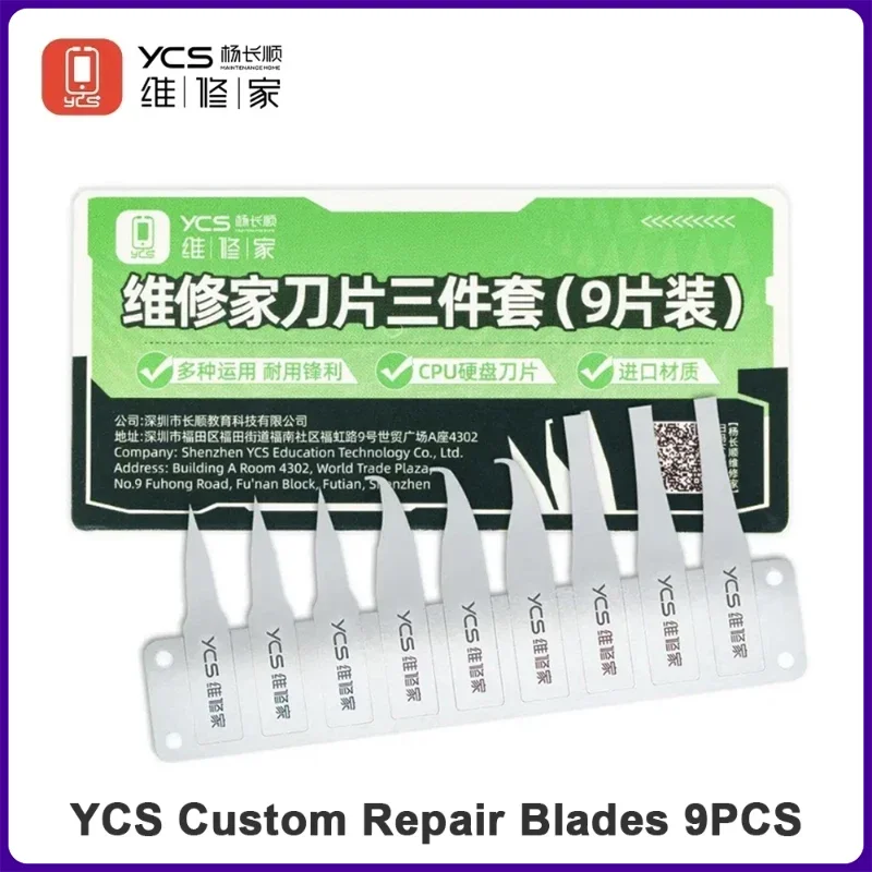 YCS-Lâminas de faca de reparo personalizado, gravura, metal, antiderrapante, telefone móvel, PCB, componentes eletrônicos, conjuntos de ferramentas manuais, 9pcs