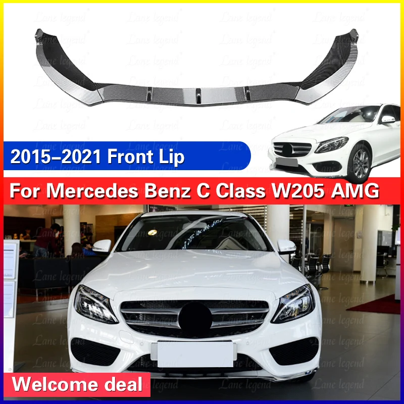 For Mercedes Benz C Class W205 C205 S205 AMG 2015-2021 Front Bumper Lip Splitter Diffuser High Quality Body Kit