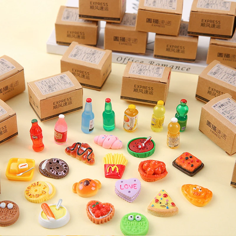 5Pcs/bag Fun Creative Surprise Box Simulated Beverage Miniature Food Toy Kids Prize Bag Miniature Dollhouse Decorations Gifts