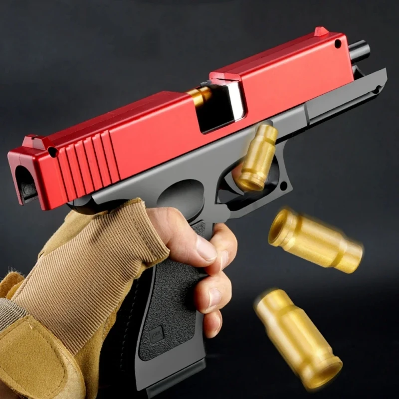 Pistola de juguete de bala de concha suave de Águila del desierto dorada para niños, arma de combate al aire libre, juguete con silenciador Glock, modelo de pistola de bala de simulación