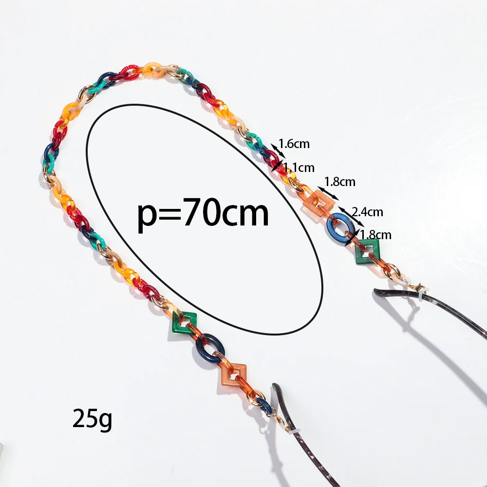 Boho Colorful Acrylic Glasses Chain for Women Fashion Resin Geometric Lanyard Cord Strap Hanging Chain on Sunglasses Accessories