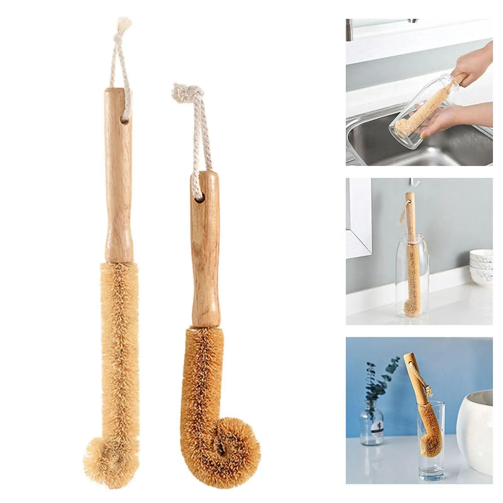 

Щетка из кокосового волокна, подвесная многофункциональная портативная легкая скруббер для бутылок для кофейных кружек, очков, бутылок с водой, чашек для дома