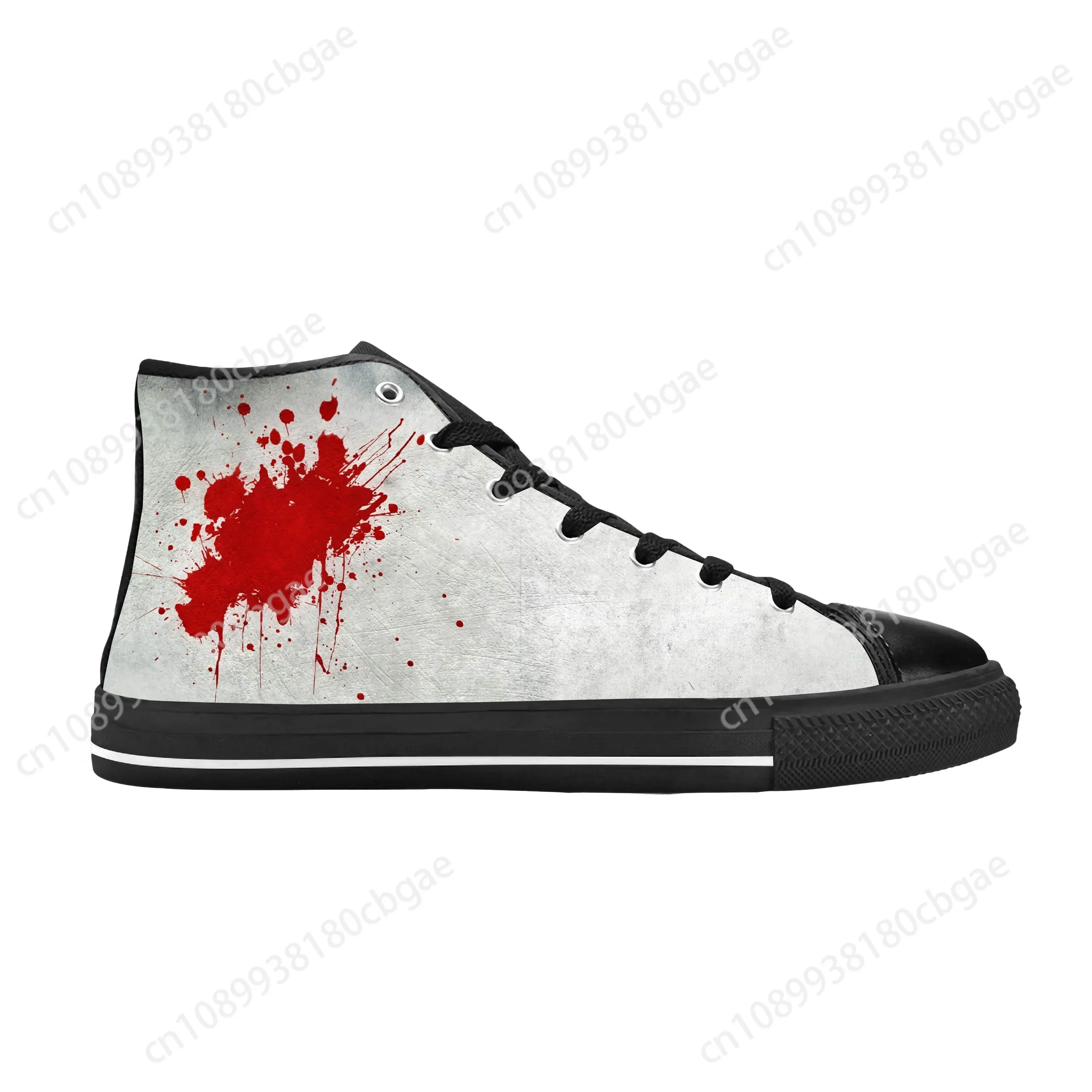 Blood Bloody Pattern Horror Halloween Goth Gothic Casual Cloth Shoes High Top Comfortable Breathable 3D Print Men Women Sneakers