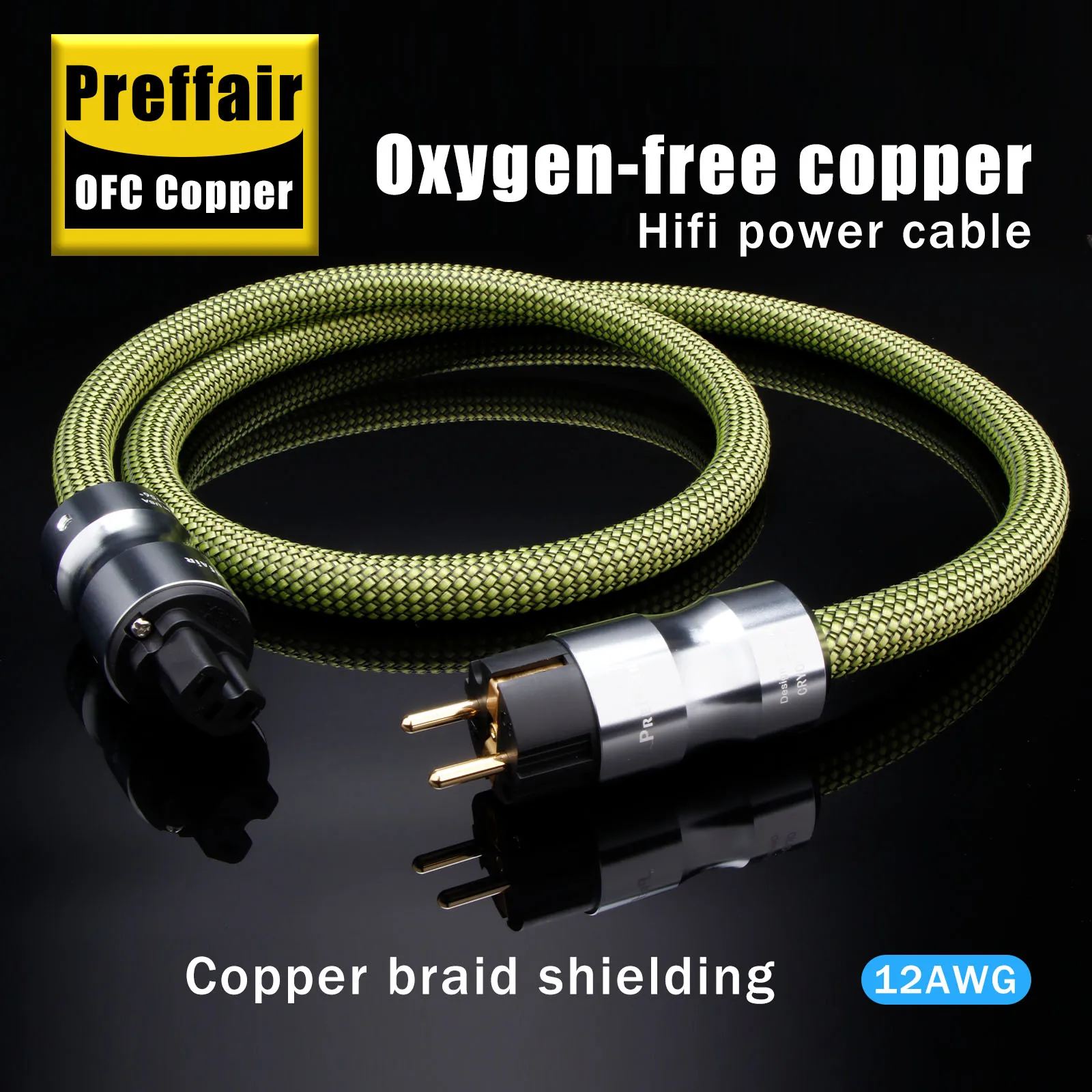 

HI-End 8N OFC медный кабель питания 12AWG шнур питания усилителя с позолоченным разъемом версии европейского стандарта для аудиоусилителя