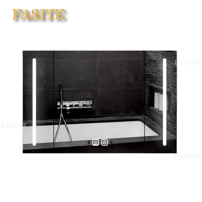 For Bathroom Stainless Steel Mirror Cabinet Wall Mounted LED Intelligent Human Body Induction Storage Toilet Vanity