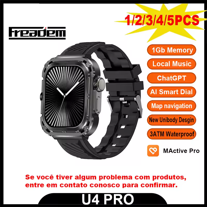 Microwear 울트라 4 프로 스마트 워치, 3ATM 방수, 1GB 로컬 음악 Ablum 녹음 메시지 알림, 남녀공용 스마트 워치 2025